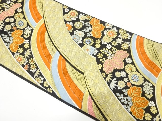 JAPANESE KIMONO / ANTIQUE FUKURO OBI / MOUNTAIN RANGE / PAULOWNIA / CH